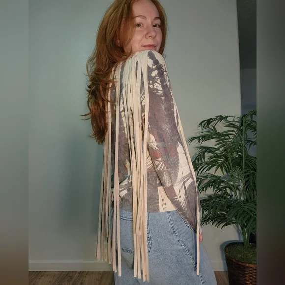 Y2k Vocal Fringe Faux Suede Light Jacket - Picture 4 of 9